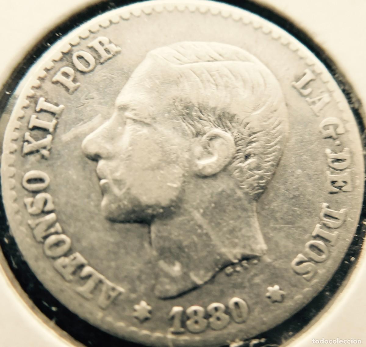 Monedas de Espa&ntilde;a: Moneda , 1880, Alfonso XII, 50 centimos, plata, MBC - Foto 1