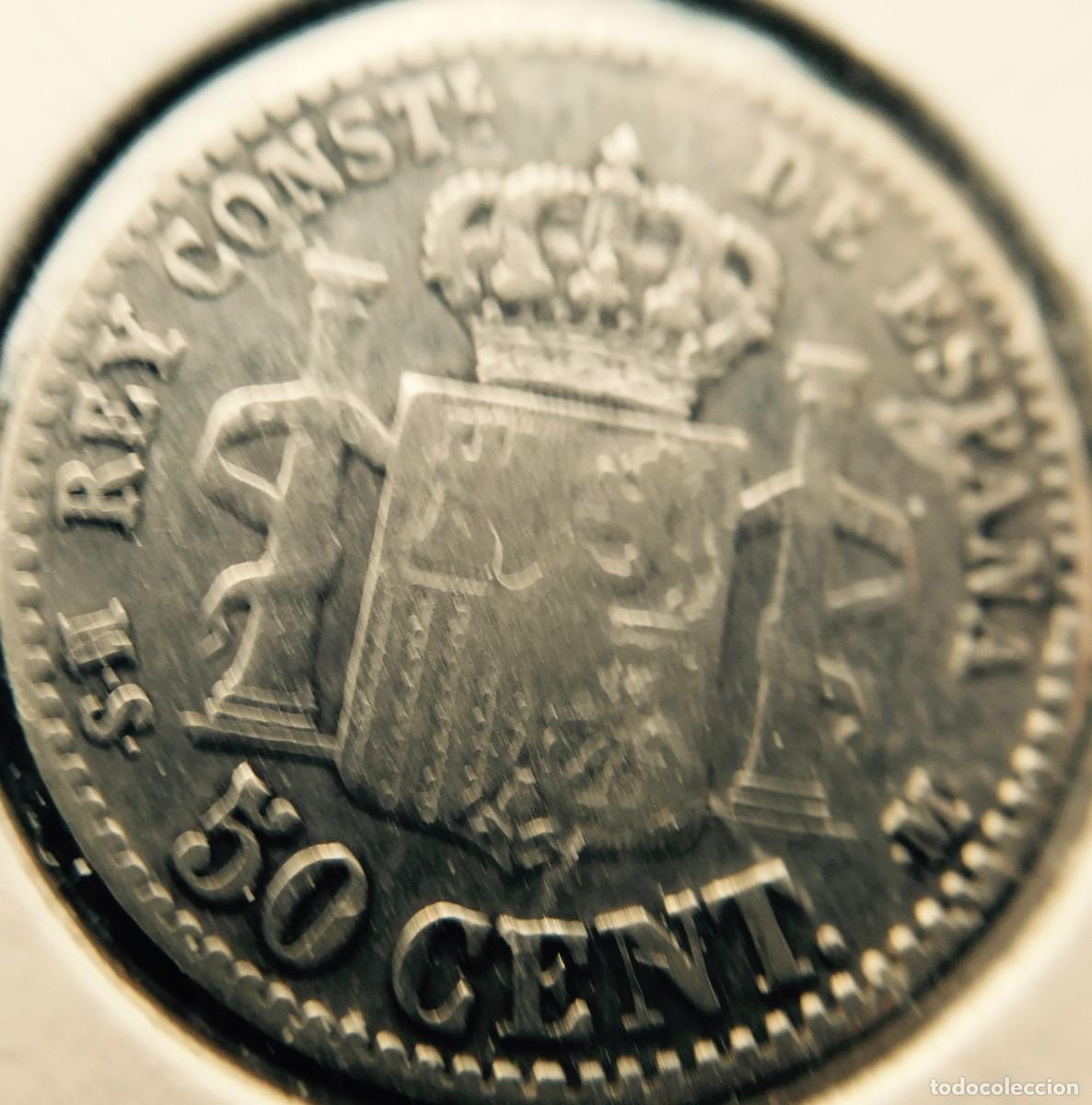 Monedas de Espa&ntilde;a: Moneda , 1880, Alfonso XII, 50 centimos, plata, MBC - Foto 2