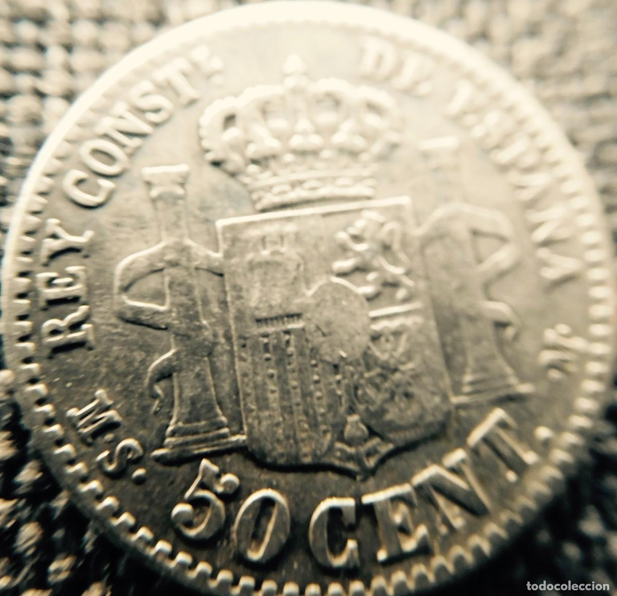 Monedas de Espa&ntilde;a: Moneda , 1881, Alfonso XII, 50 centimos, plata, MBC - Foto 2