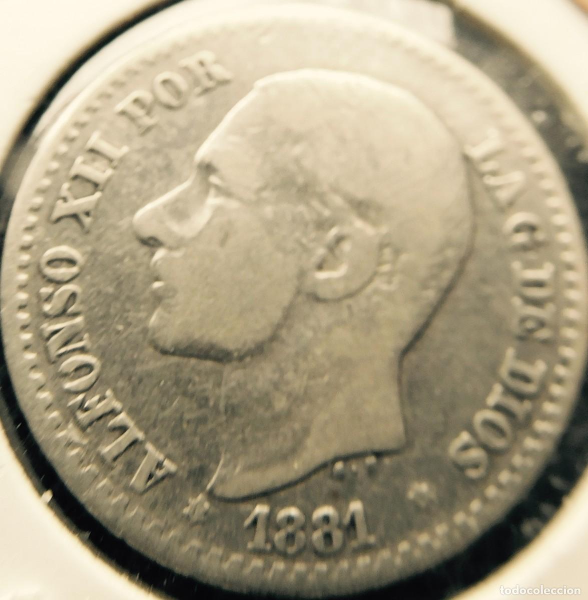 Monedas de Espa&ntilde;a: Moneda , 1881, Alfonso XII, 50 centimos, plata, MBC - Foto 1