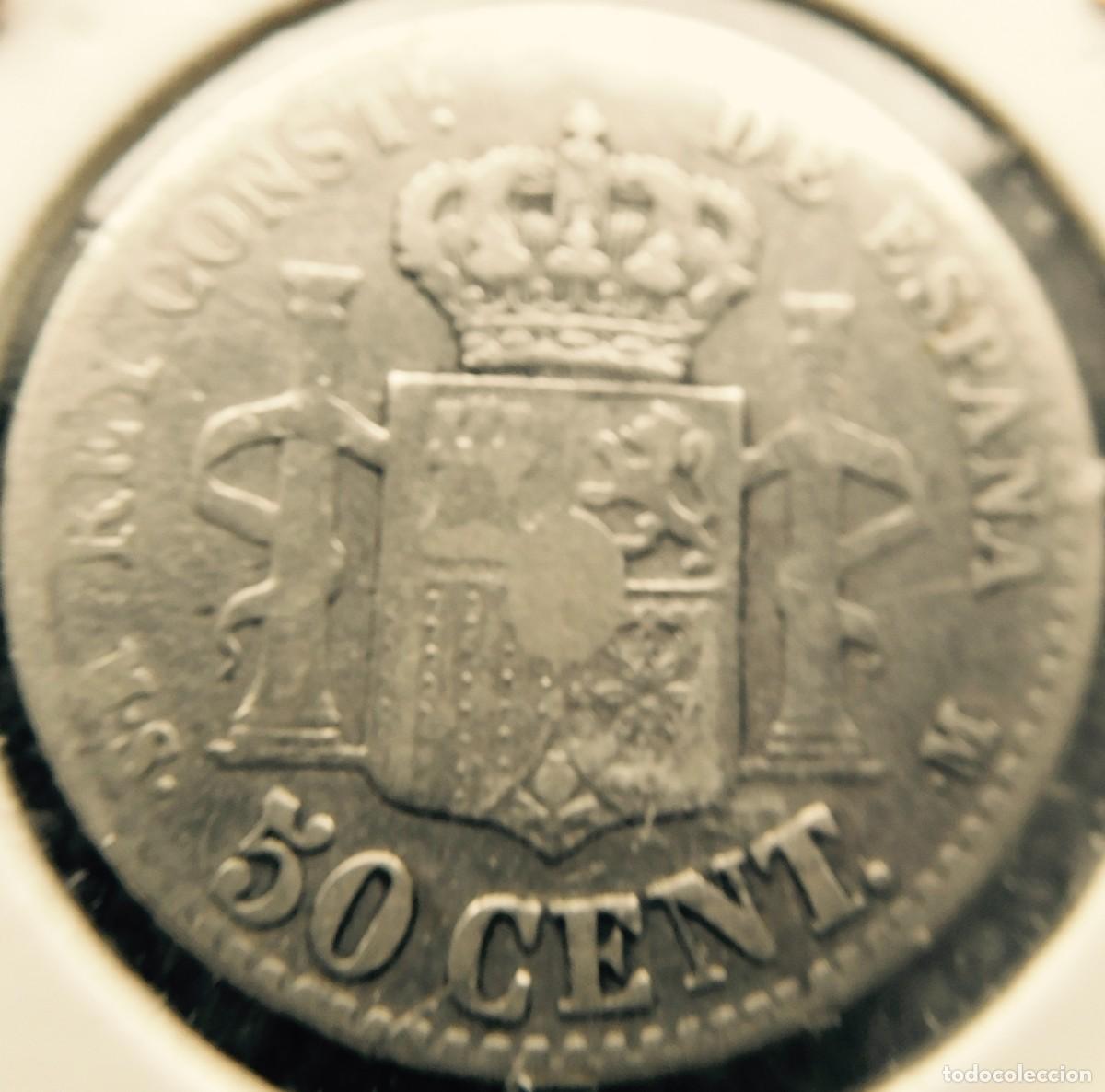 Monedas de Espa&ntilde;a: Moneda , 1881, Alfonso XII, 50 centimos, plata, MBC - Foto 2