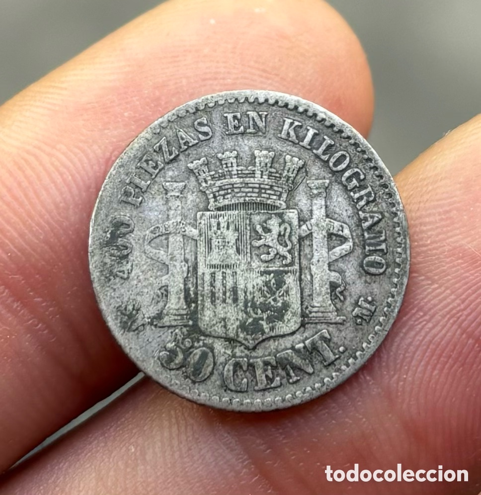 Monedas de Espa&ntilde;a: Moneda PLATA 50 Centimos 1869 *6-9 - Foto 2