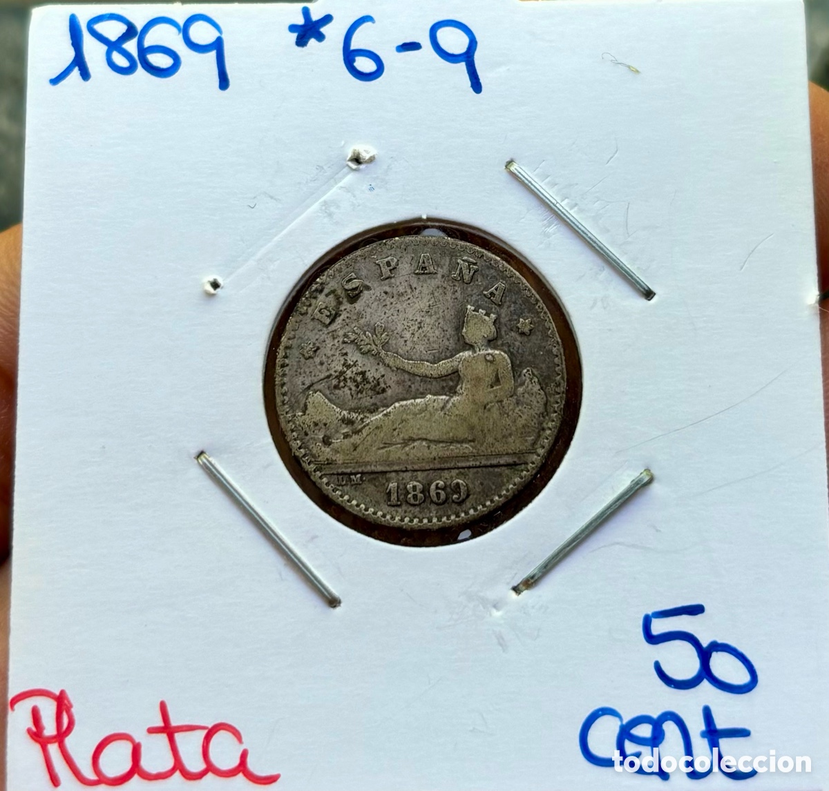 Monedas de Espa&ntilde;a: Moneda PLATA 50 Centimos 1869 *6-9 - Foto 3