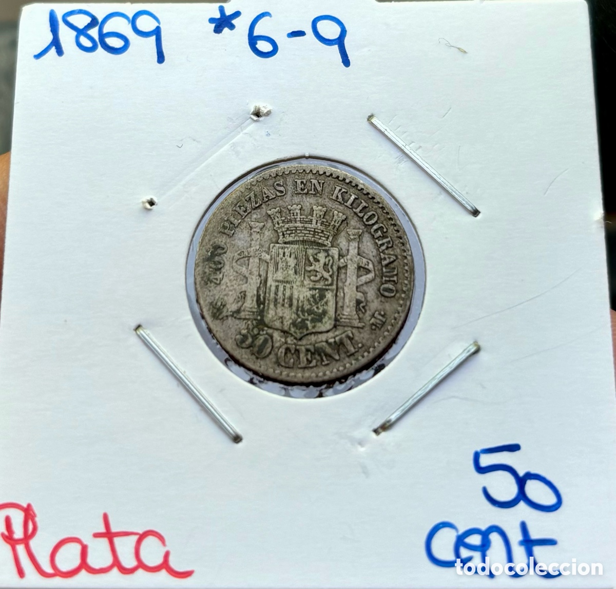 Monedas de Espa&ntilde;a: Moneda PLATA 50 Centimos 1869 *6-9 - Foto 4