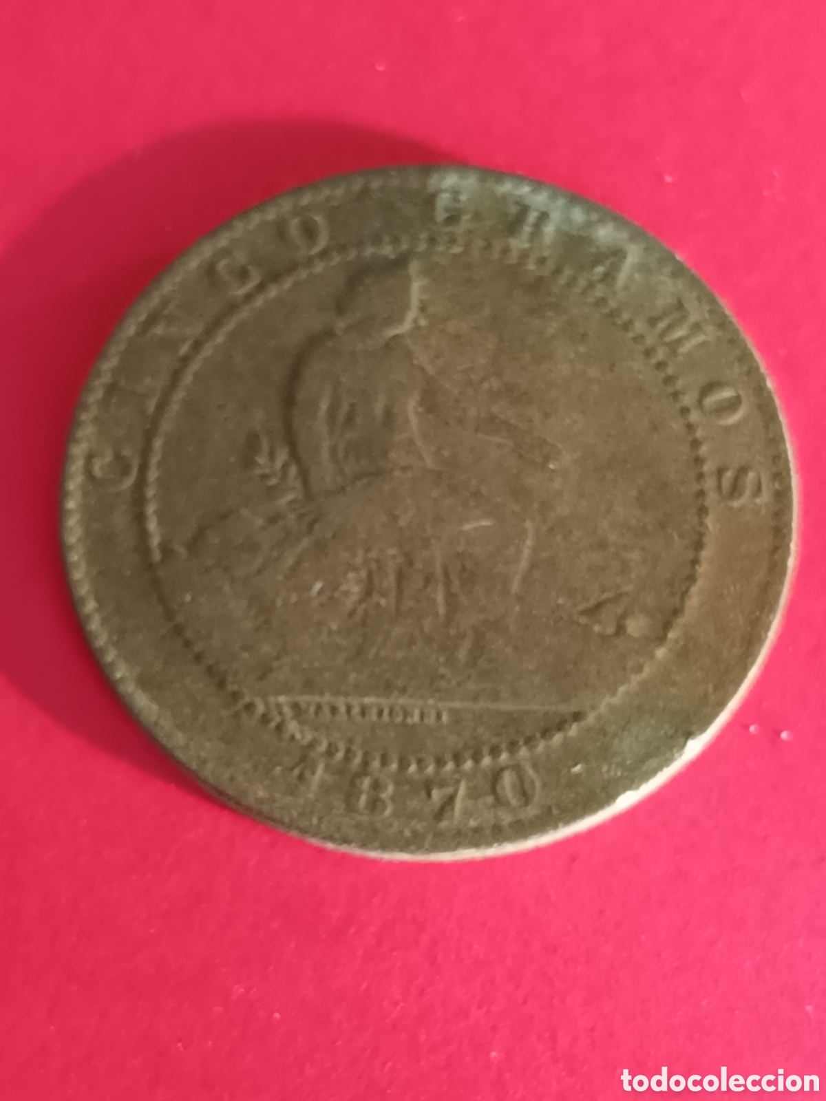 Monedas de Espa&ntilde;a: GOBIERNO PROVISIONAL. 1870. 5 C&Eacute;NTIMOS. MBC. - Foto 2