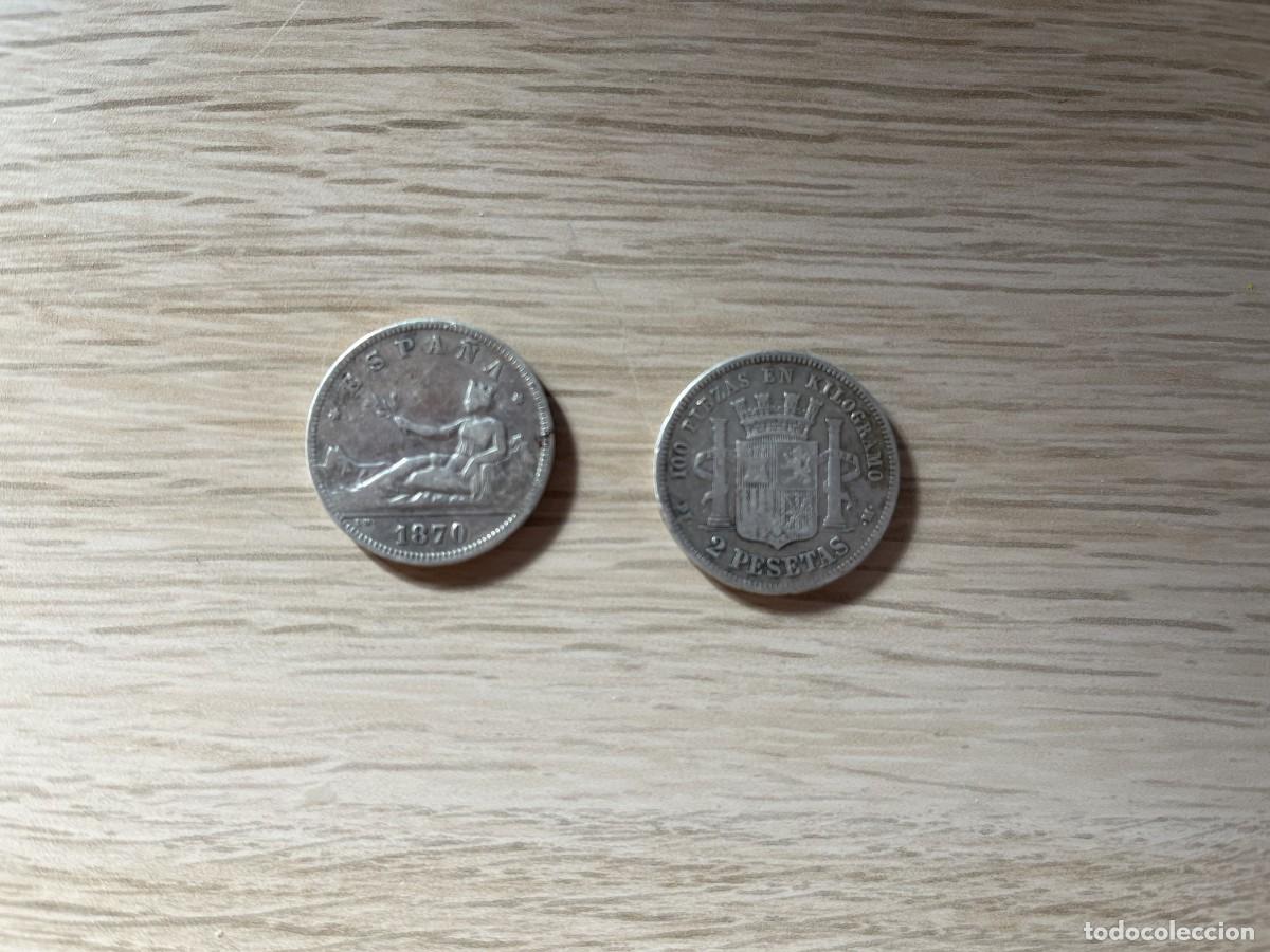 Monedas de Espa&ntilde;a: Dos monedas de ESPA&Ntilde;A 2 pesetas plata 1870 - Foto 1