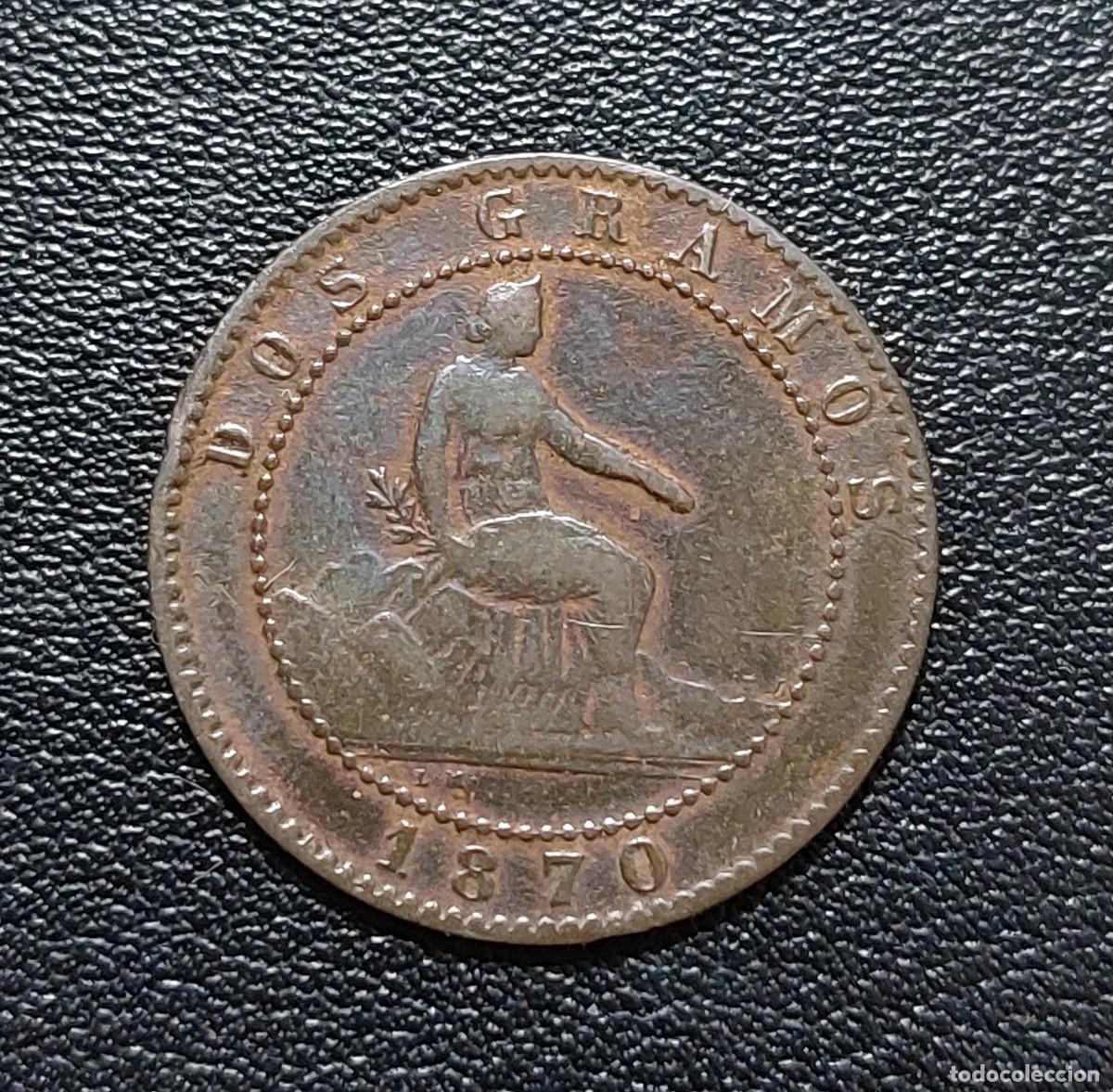 Monedas de Espa&ntilde;a: Espa&ntilde;a 2 C&eacute;ntimos 1870 (BC+) - Foto 1