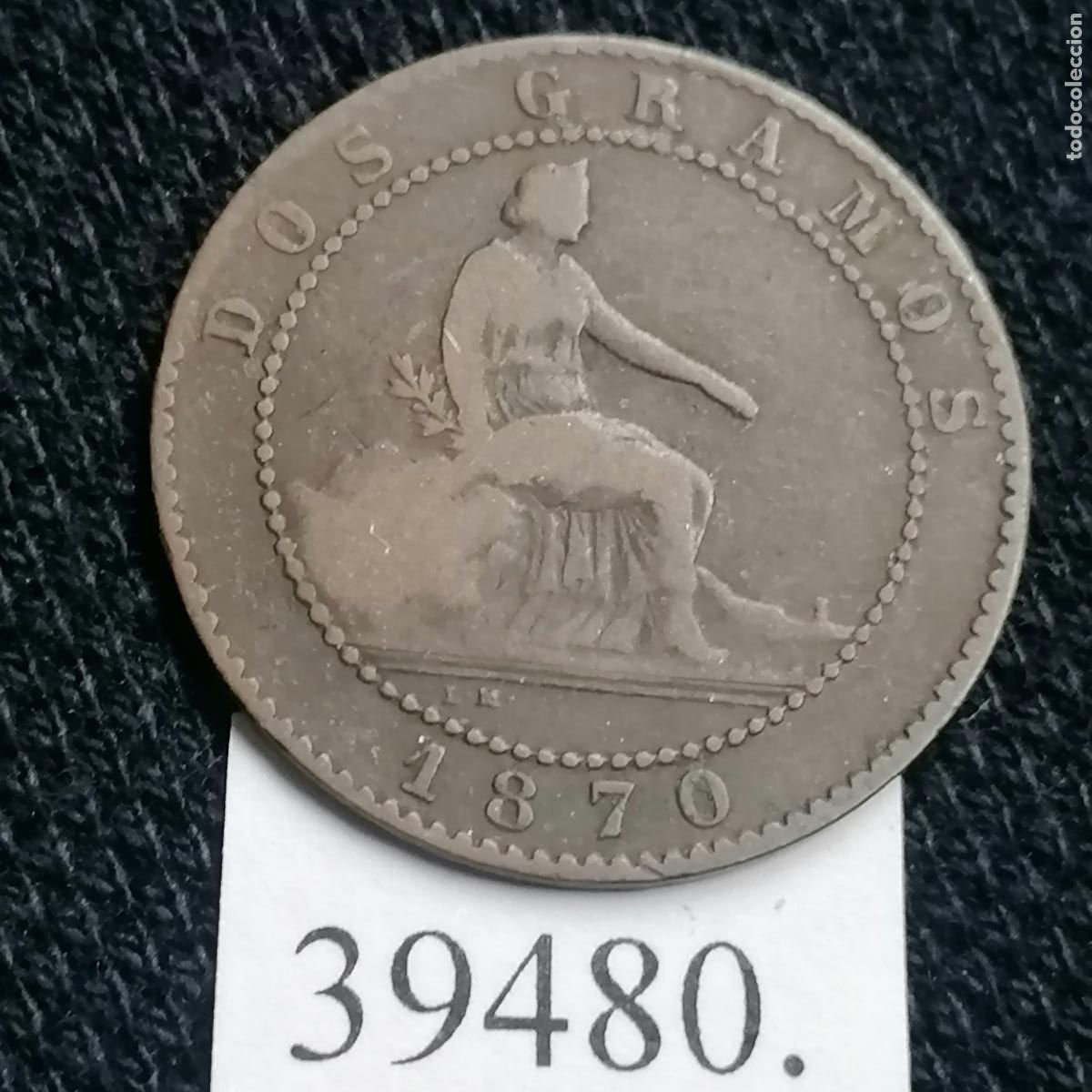Monedas de Espa&ntilde;a: Espa&ntilde;a 2 c&eacute;ntimos 1870, Gobierno Provisional, 1&ordf; Rep&uacute;blica - Foto 2