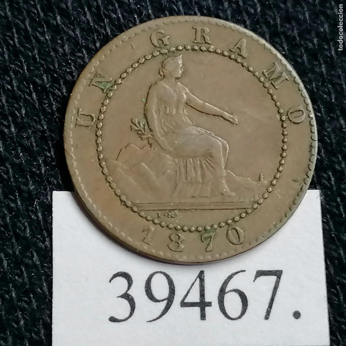 Monedas de Espa&ntilde;a: Espa&ntilde;a, 1 c&eacute;ntimo 1870, Gobierno Provisional, 1&ordf; Rep&uacute;blica - Foto 1
