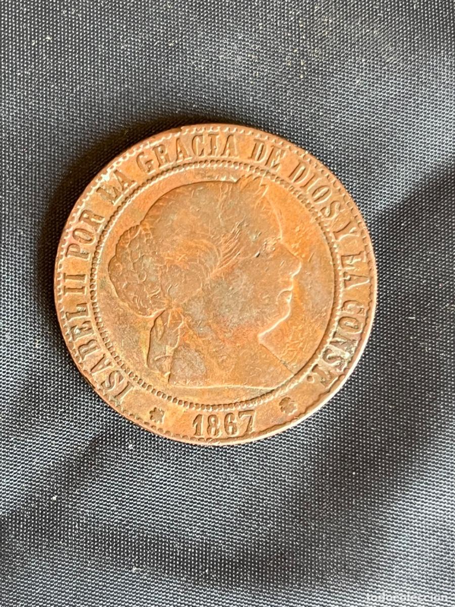 Monedas de Espa&ntilde;a: ISABEL II 1867 5 C&Eacute;NTIMOS DE ESCUDO EBC. - Foto 1
