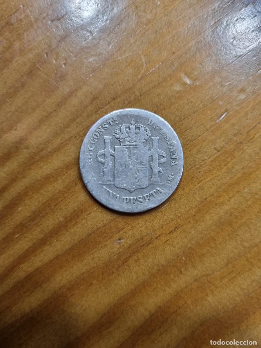 Monedas de Espa&ntilde;a: Moneda una peseta Alfonso XII - Foto 2