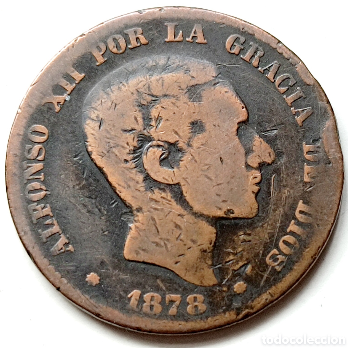 Monedas de Espa&ntilde;a: Espa&ntilde;a, 10 c&eacute;ntimos de 1878 OM - Foto 1