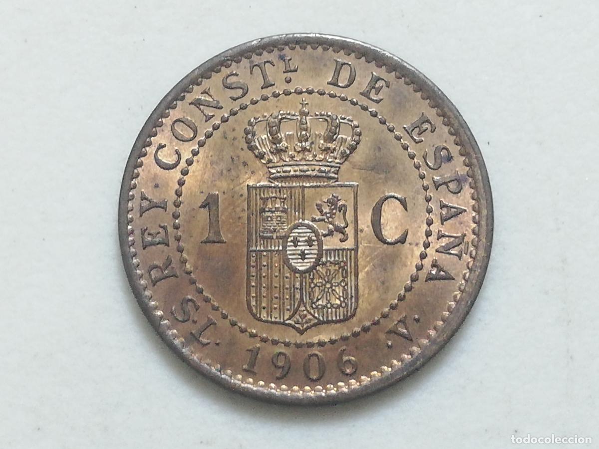 Monedas de Espa&ntilde;a: MONEDA 1 CENTIMO ALFONSO XIII, 1906, SL V COBRE - Foto 2