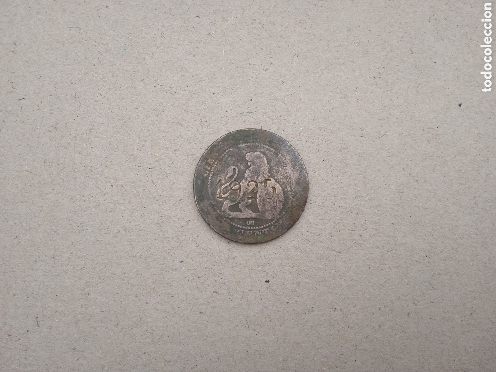 Monedas de Espa&ntilde;a: Moneda de 5 c&egrave;ntimos resellada 1925 - Foto 1