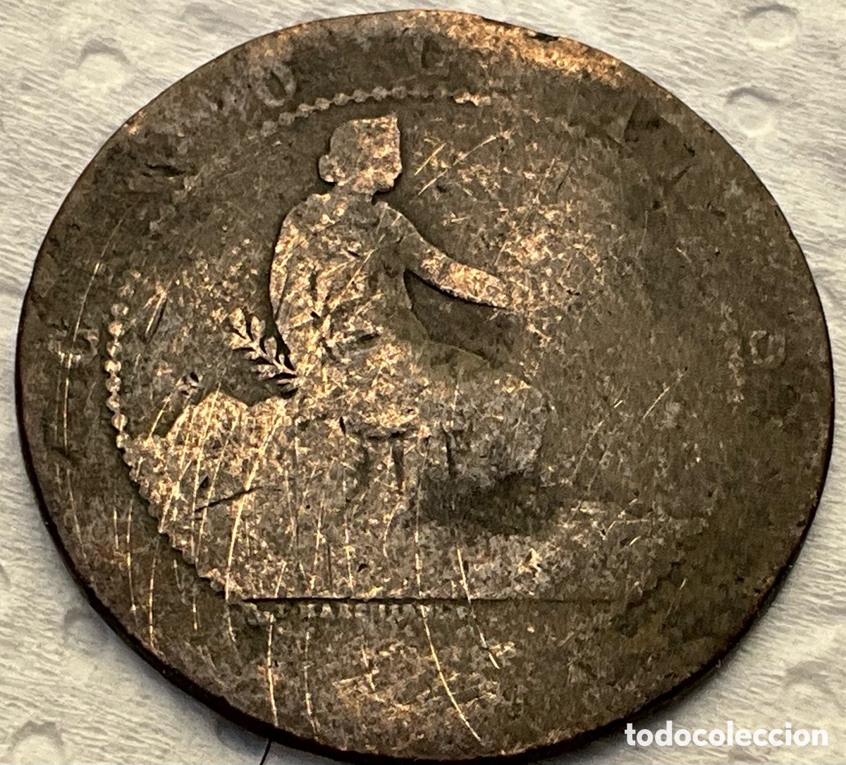 Monedas de Espa&ntilde;a: MONEDA 5 c&eacute;ntimos. GOBIERNO PROVISIONAL. A&ntilde;o 1870 - Foto 2