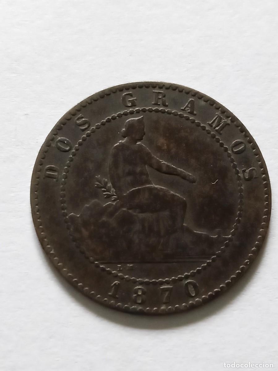 Monedas de Espa&ntilde;a: Moneda 2 C&eacute;ntimos 1870 Gobierno Provisional - Foto 2