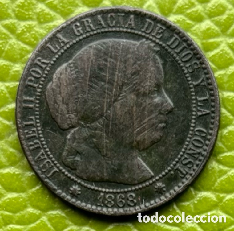 Monedas de Espa&ntilde;a: ISABEL II. UN C&Eacute;NTIMO DE ESCUDO. 1868. BARCELONA. - Foto 1
