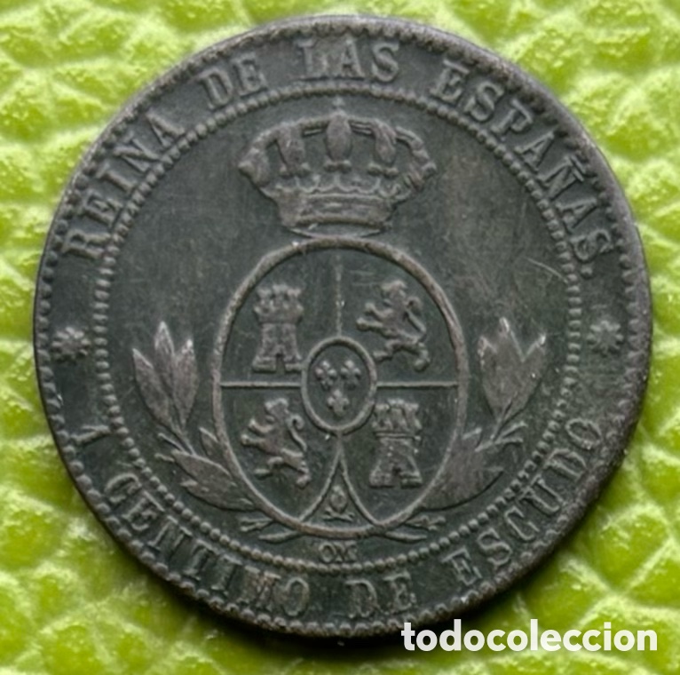 Monedas de Espa&ntilde;a: ISABEL II. UN C&Eacute;NTIMO DE ESCUDO. 1868. BARCELONA. - Foto 2