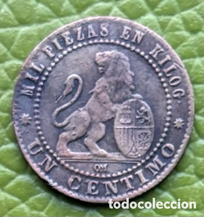 Monedas de Espa&ntilde;a: GOBIERNO PROVISIONAL. UN C&Eacute;NTIMO. 1870. OM. - Foto 2