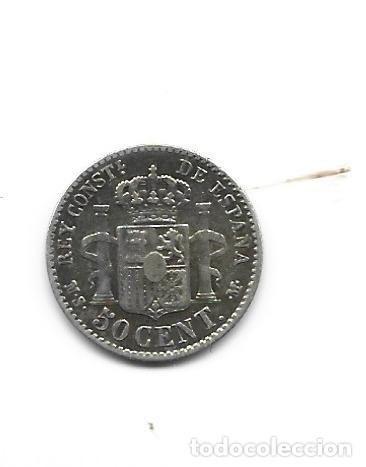 Monedas de Espa&ntilde;a: ALFONSO XII- 50 CENTIMOS-1880*8-0 MSM - Foto 2