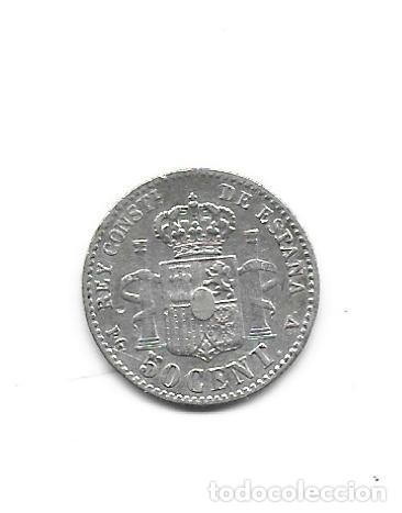 Monedas de Espa&ntilde;a: ALFONSO XIII-50 CENTIMOS-1894*9-4 PGV - Foto 2