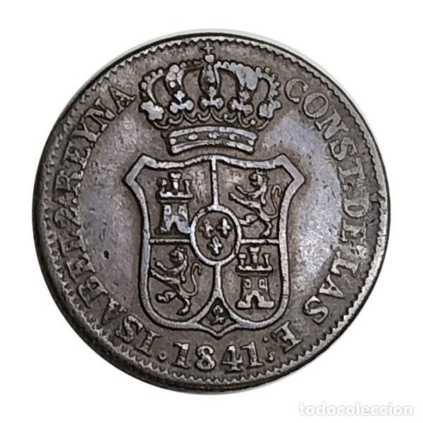 Monedas de Espa&ntilde;a: Moneda cobre Espa&ntilde;a 1841 3 cuartos Isabel II - Foto 2