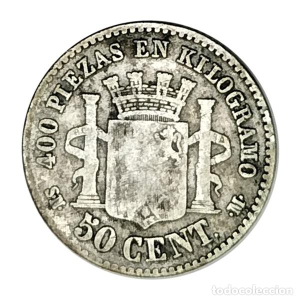 Monedas de Espa&ntilde;a: Moneda Plata 50 C&eacute;ntimos Gobierno Provisional - Foto 2
