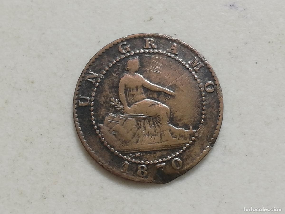 Monedas de Espa&ntilde;a: MONEDA 1 CENTIMO 1870, GOBIERNO PROVISIONAL - Foto 2