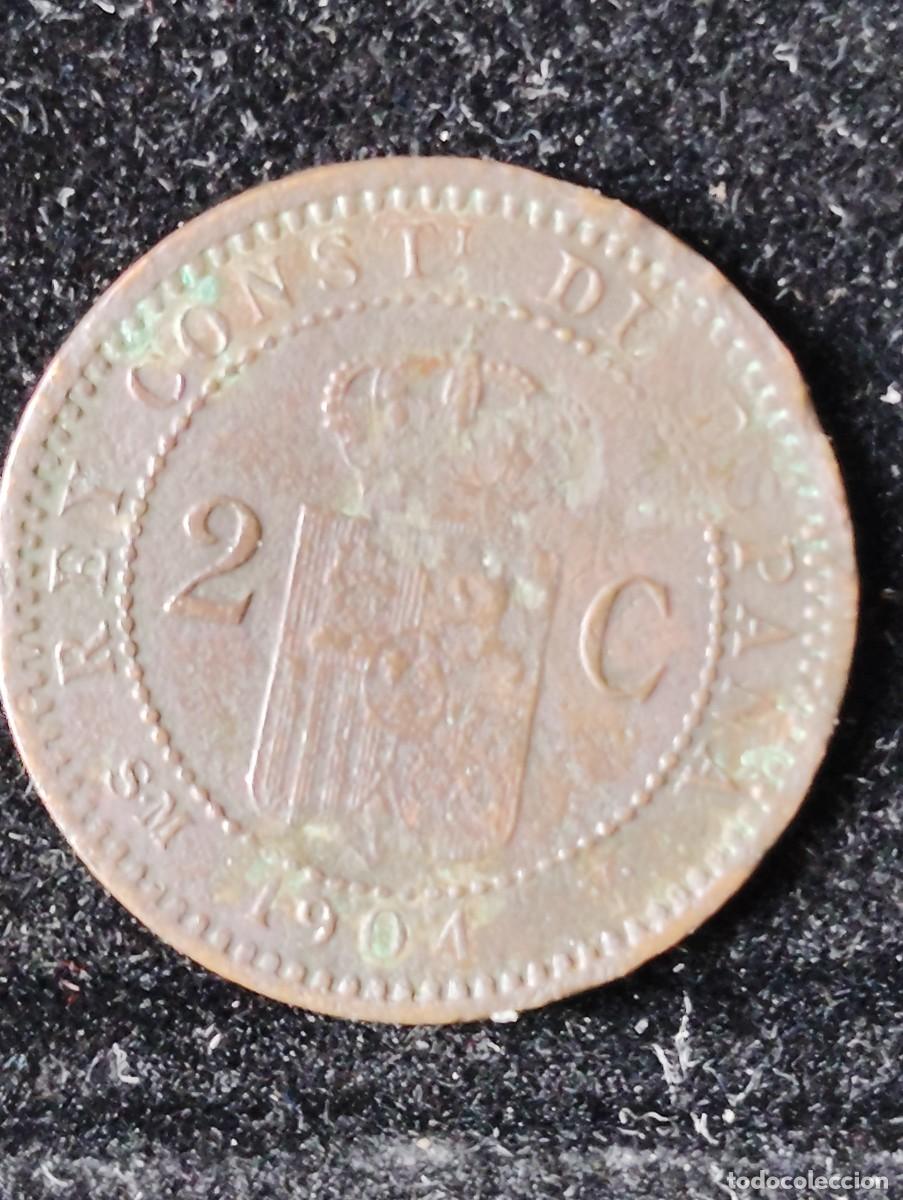 Monedas de Espa&ntilde;a: Moneda Alfonso Xlll 1904 . 2 c&eacute;ntimos - Foto 3