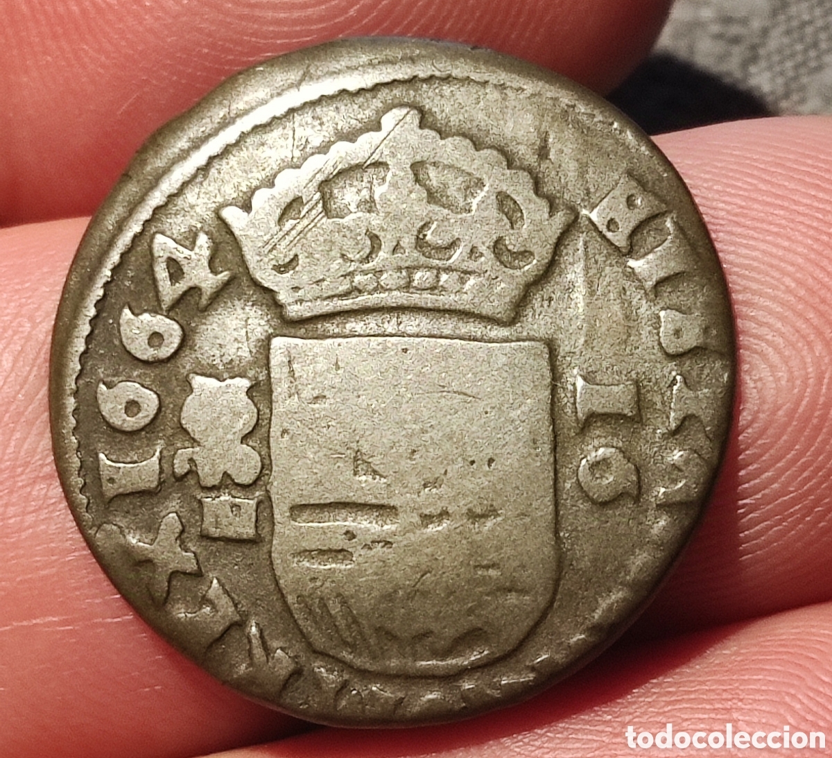 Monedas de Espa&ntilde;a: Moneda medieval de Felipe 16 maraved&iacute;s 1664 - Foto 2