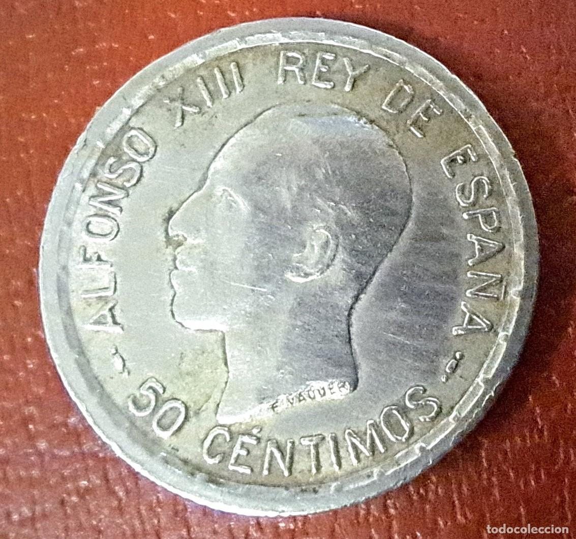 Monedas de Espa&ntilde;a: Moneda de plata, 50 c&eacute;ntimos, Alfonso XIII - Foto 2