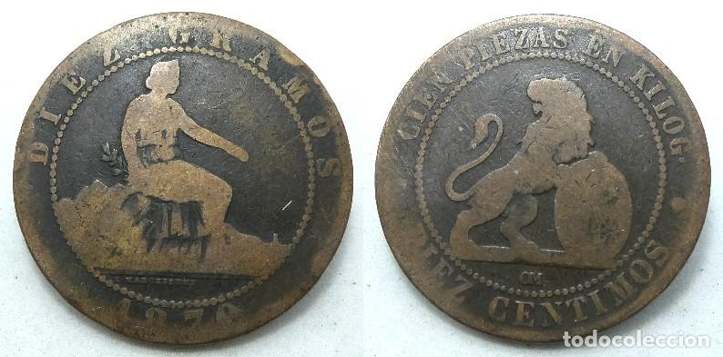 Monedas de Espa&ntilde;a: Moneda de 10 C&Eacute;NTIMOS 1870 - GOBIERNO PROVISIONAL - Foto 1