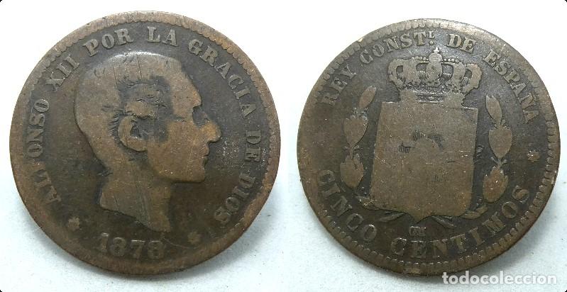 Monedas de Espa&ntilde;a: Moneda de 5 c&eacute;ntimos de Alfonso XII 1878 - Foto 1