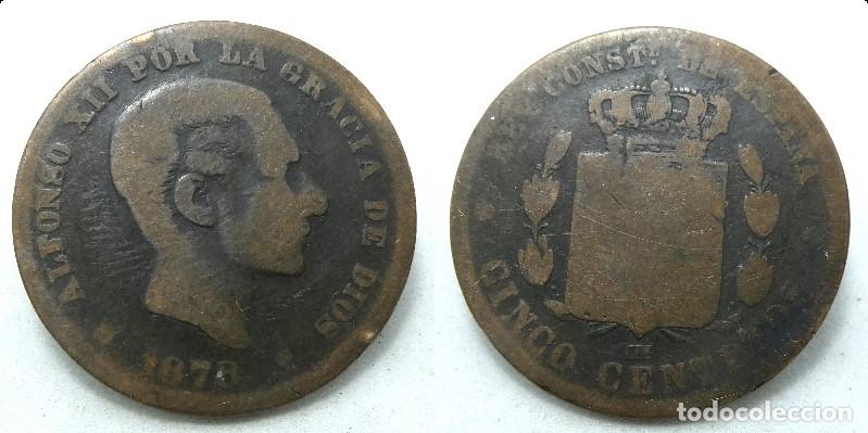 Monedas de Espa&ntilde;a: Moneda de 5 c&eacute;ntimos de Alfonso XII 1878 - Foto 1