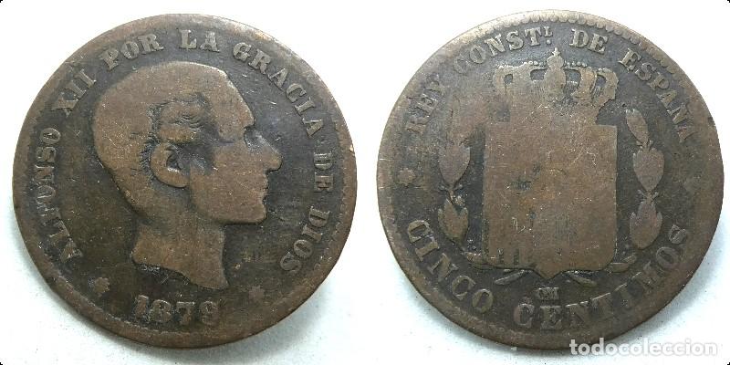 Monedas de Espa&ntilde;a: Moneda de 5 c&eacute;ntimos de Alfonso XII 1879 - Foto 1
