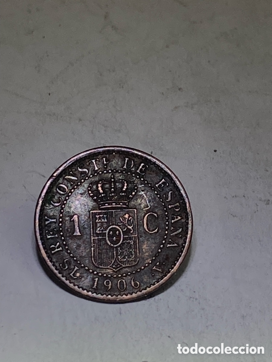 Monedas de Espa&ntilde;a: Moneda 1 centimo 1906 X48 - Foto 2