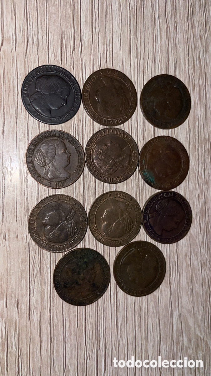 Monedas de Espa&ntilde;a: Lote de monedas de 1 centimo de escudo de Isabel II - Foto 2