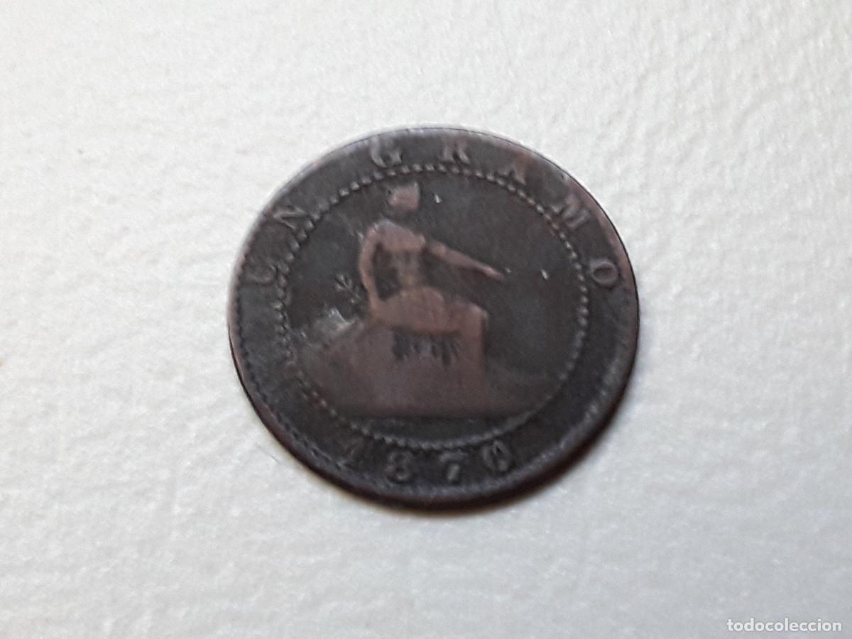Monedas de Espa&ntilde;a: GOBIERNO PROVISIONAL 1 C&Eacute;NTIMO 1870 OM BC+ - Foto 2