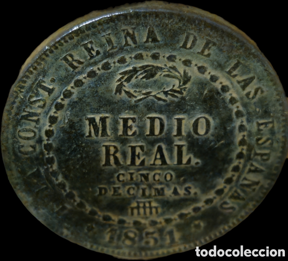 Monedas de Espa&ntilde;a: 1/2 Real (5 Decimas) 1851 - Foto 3
