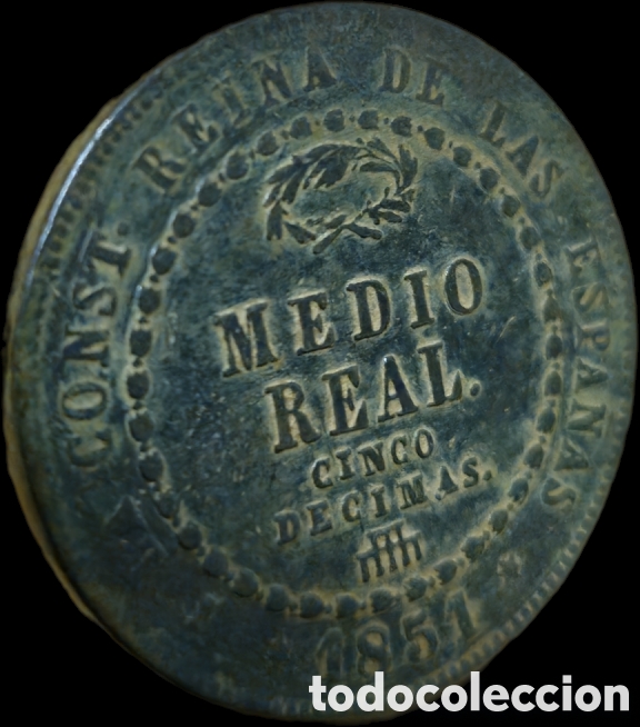 Monedas de Espa&ntilde;a: 1/2 Real (5 Decimas) 1851 - Foto 7