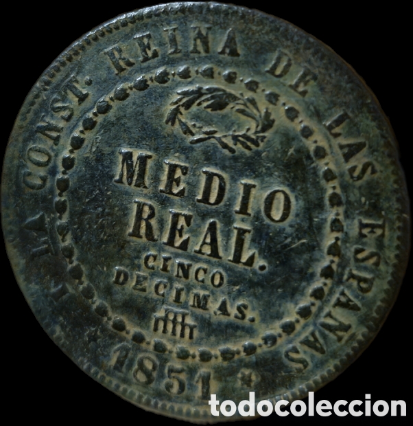 Monedas de Espa&ntilde;a: 1/2 Real (5 Decimas) 1851 - Foto 1