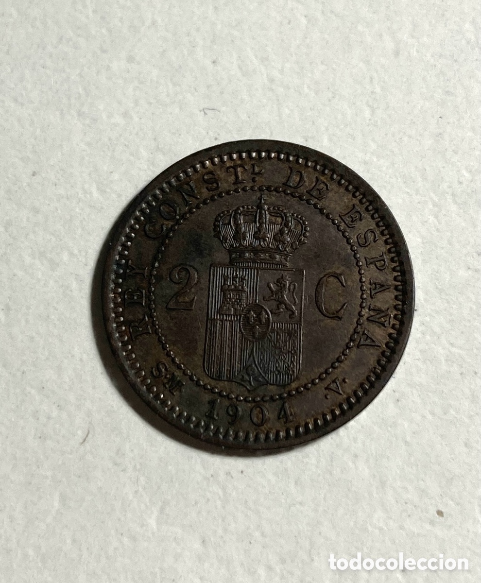 Monedas de Espa&ntilde;a: Espa&ntilde;a 2 c&eacute;ntimos 1904 *04 Alfonso XIII - Foto 2