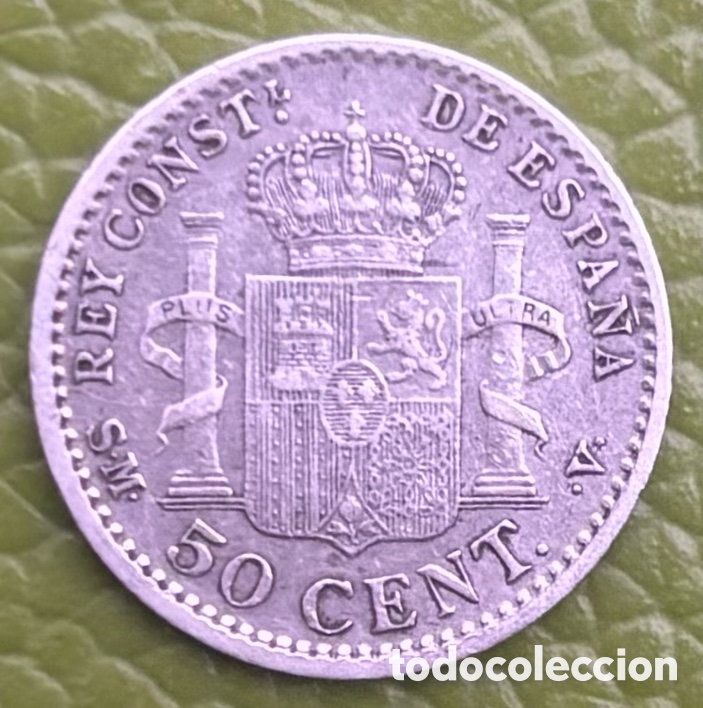 Monedas de Espa&ntilde;a: ALFONSO XIII. 50 C&Eacute;NTIMOS. 1904 (0*4). SMV. PLATA. - Foto 2