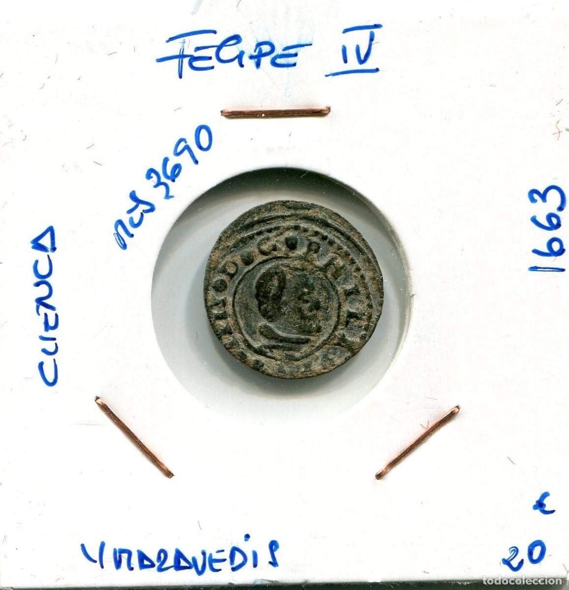 Monedas de Espa&ntilde;a: 4 MARAVEDIS FELIPE IV A&Ntilde;O 1663 CUENCA ( MES3690 ) - Foto 1