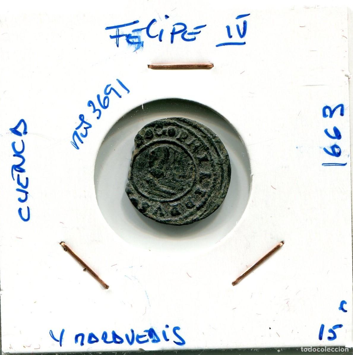 Monedas de Espa&ntilde;a: 4 MARAVEDIS FELIPE IV A&Ntilde;O 1663 CUENCA ( MES3691 ) - Foto 1