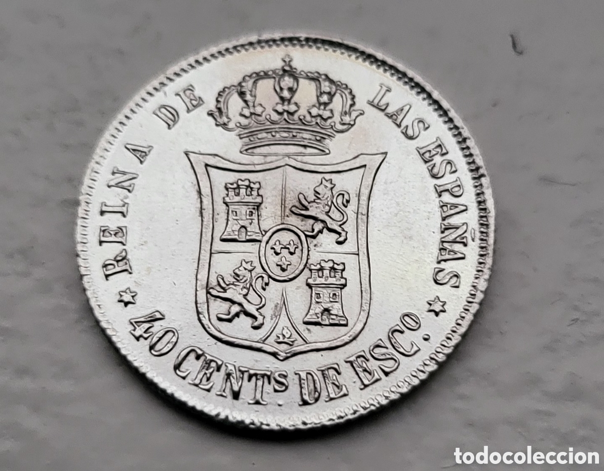 Monedas de Espa&ntilde;a: Isabel ll SIN CIRCULAR 40 centimos 1864 - Foto 2