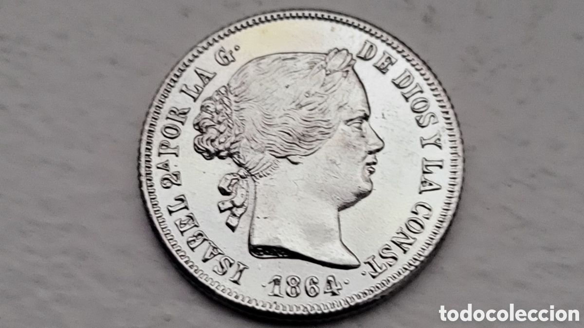 Monedas de Espa&ntilde;a: Isabel ll SIN CIRCULAR 40 centimos 1864 - Foto 1