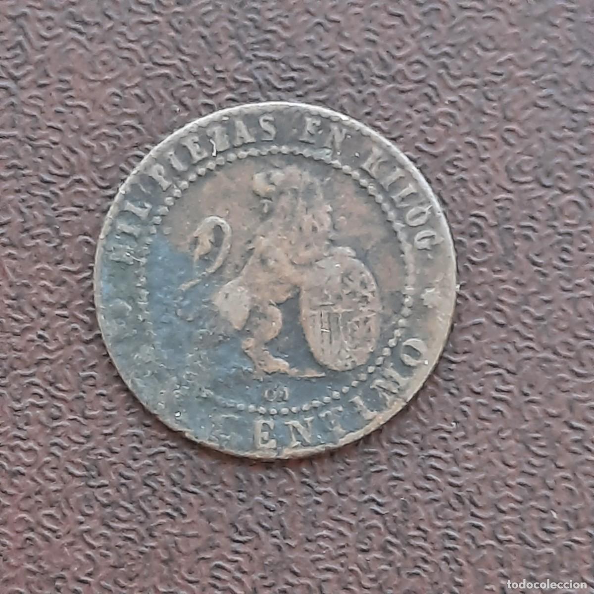 Monedas de Espa&ntilde;a: MONEDA DE 1 CENTIMO DEL GOBIERNO PROVISIONAL DEL A&Ntilde;O 1870.DE COBRE. - Foto 2