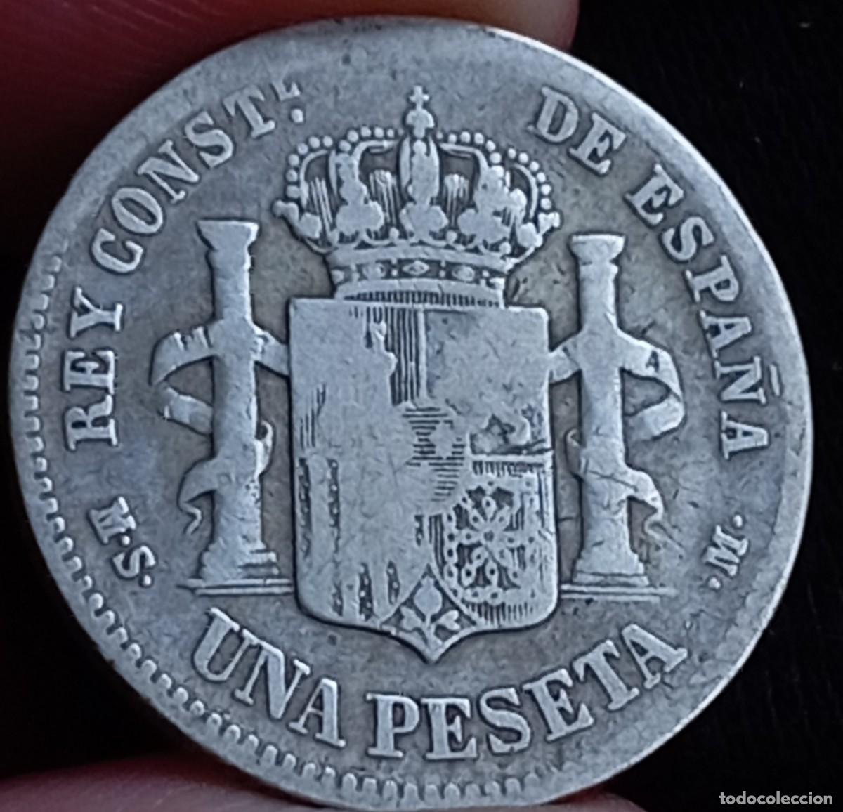 Monedas de Espa&ntilde;a: Alfonso XII 1 peseta 1885 - Foto 2