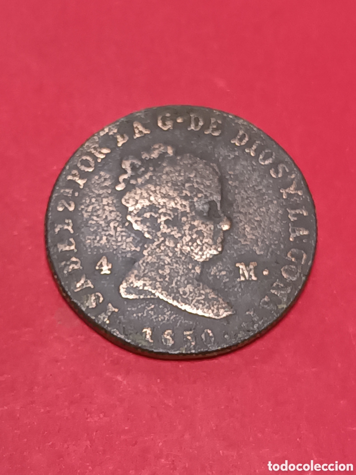 Monedas de Espa&ntilde;a: ISABEL II. 4 MARAVED&Iacute;S DE 1850. JUBIA. - Foto 1